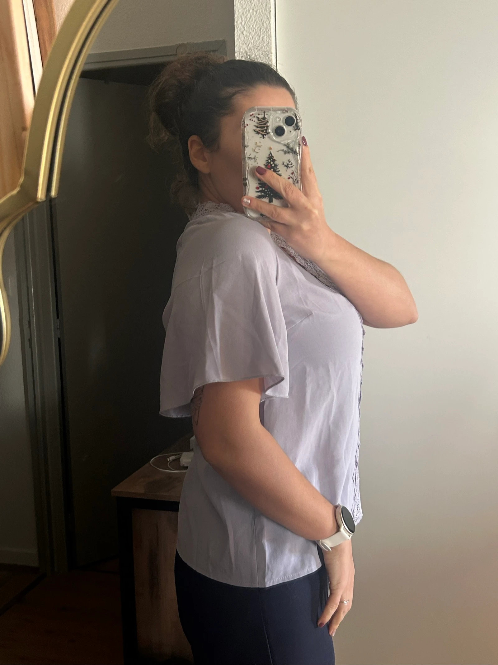 Blusa gola V lilás tamanho P – photo 3